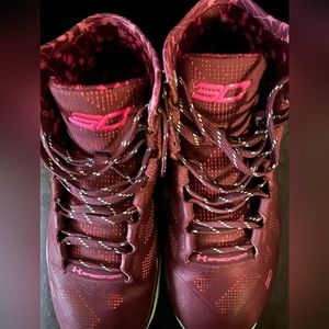 Under Armour Curry 2 Maroon and Pink High-Top Sneakers Size 12 Men's